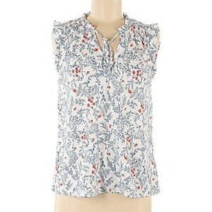MELLODAY Floral Sleeveless Tie-Neck Blouse, Size L